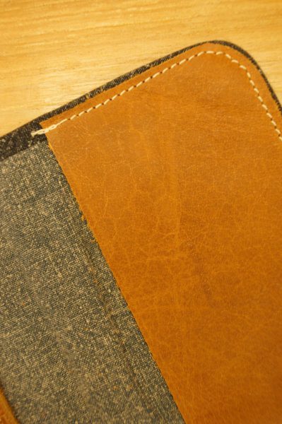 オリジナル織り生地ｘレザーお薬手帳カバー