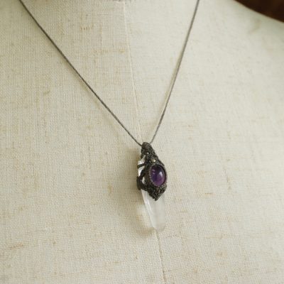 マクラメ編みレムリアンシードクリスタルペンダント