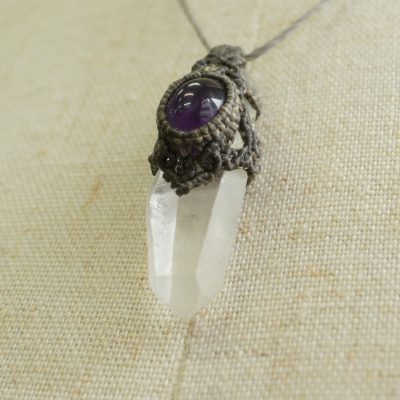 マクラメ編みレムリアンシードクリスタルペンダント